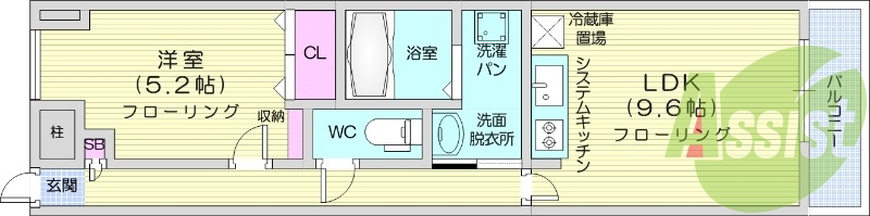 1LDK、エアコン、宅配BOX、光ファイバー、防犯カメラ