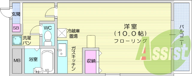 1K、エアコン、収納、シューズBOX、照明