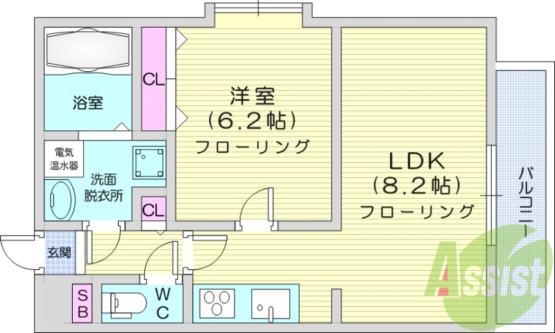 お写真は301号室のものです。参考にしてください