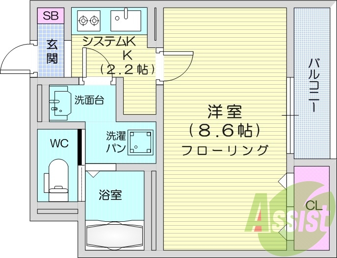 1K、オートロック、宅配BOX、インターネット無料です。