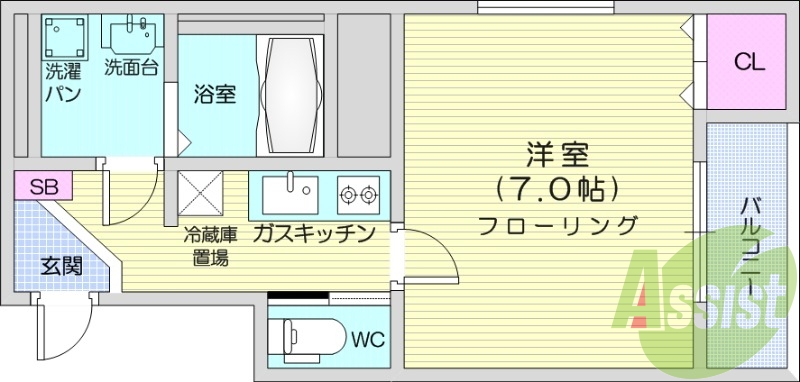1K、オートロック、宅配BOX、インターネット無料です。
