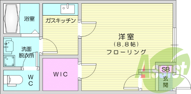 1*、ウォークインクローゼット、フローリング、浴室乾燥機