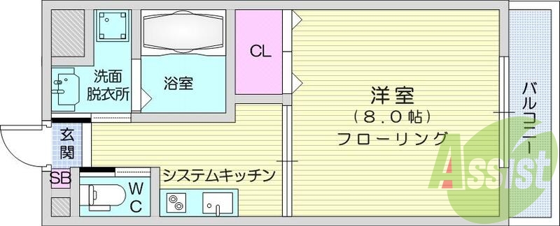 １K、都市ガス、モニター付きインターホン、B・T別、エアコン