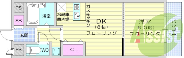 1DK、バルコニー、エアコン、キッチン、トイレ