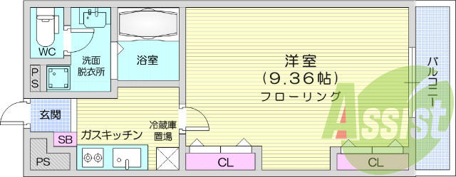 1K、浴室乾燥、オートロック、宅配BOX、エアコン