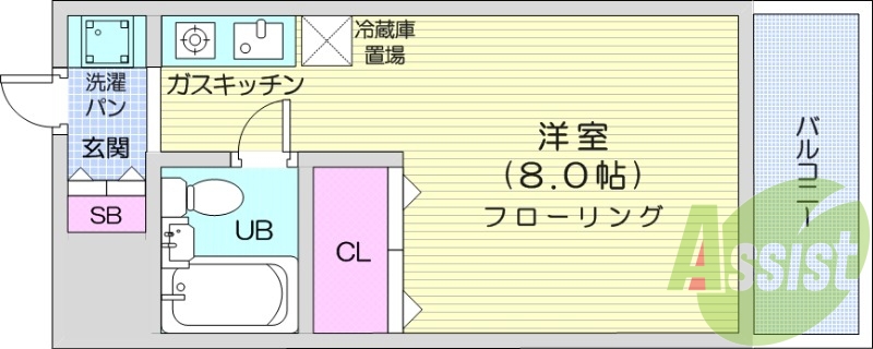 ワンルーム、モニター付きインターホン、バストイレ別。