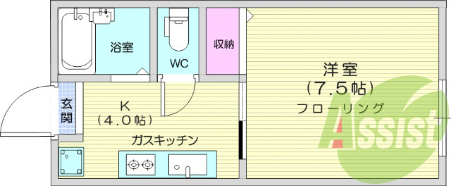 １k、陽当たり良好、バストイレ別、南向き、ウォシュレットあり