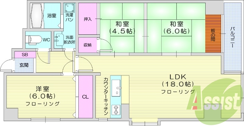 3LDK、追い炊き機能、独立洗面台、TVモニターホン