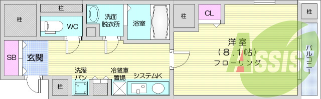 1K、インターネット無料、エアコン、HIコンロ付き