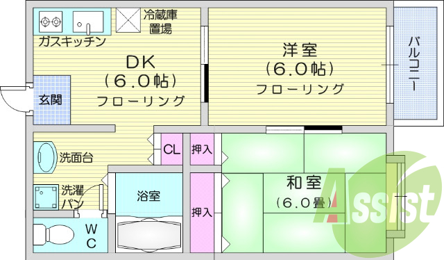 2DK・南向き・角部屋・追焚・エアコン・インターホン