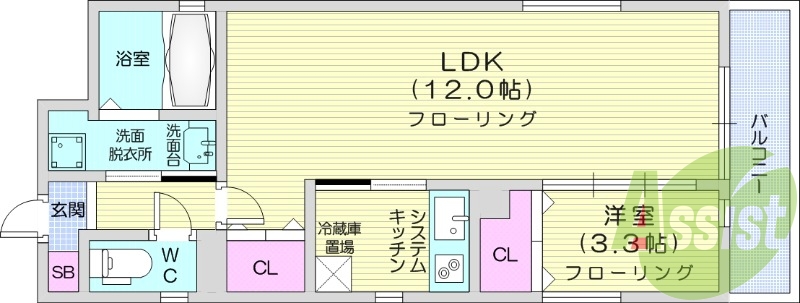 1LDK、浴室乾燥機、追炊機能付きバス、オートロック