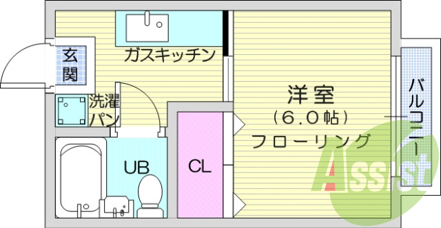 １K、バルコニー、シューズボックス、収納、エアコン