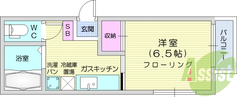1K、追い焚き、温水洗浄便座、インターネット無料。