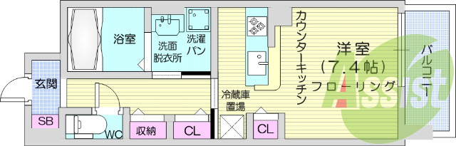 １Ｋ・エアコン・洗面脱衣所・モニター付きインターホン
