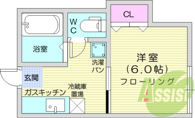 1K、追い焚き、バストイレ別、ウォシュレット機能