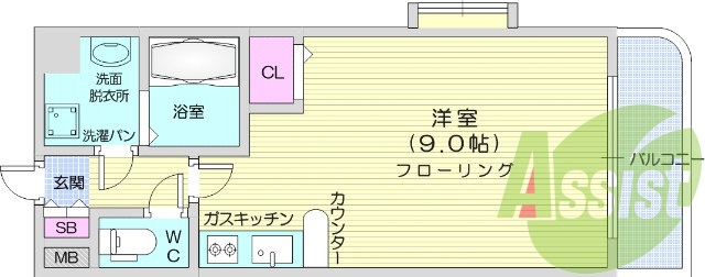 1R、モニター付きインターホン、オートロック