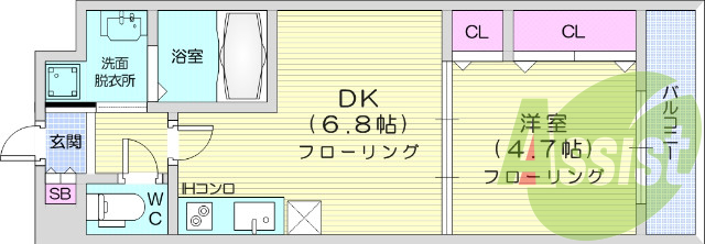 1DK、オートロック、モニター付きインターホン、追い焚き