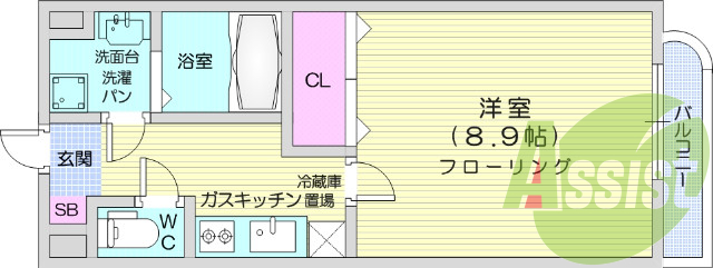 お写真は201号室のものです。参考にしてください。