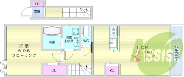 1LDK、浴室乾燥機付き、追い焚き機能付き