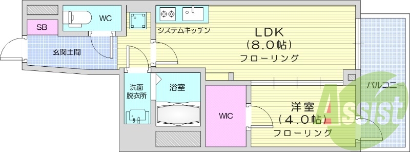 1LDK、収納スペース、エアコン、洗面所独立
