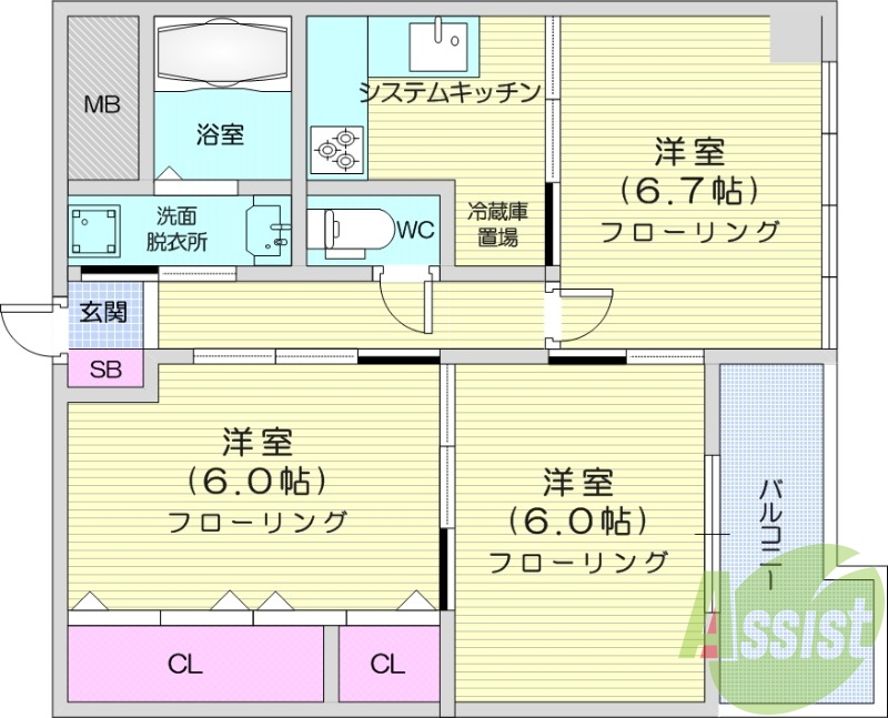 ３K、システムキッチン、エアコン、オートロック