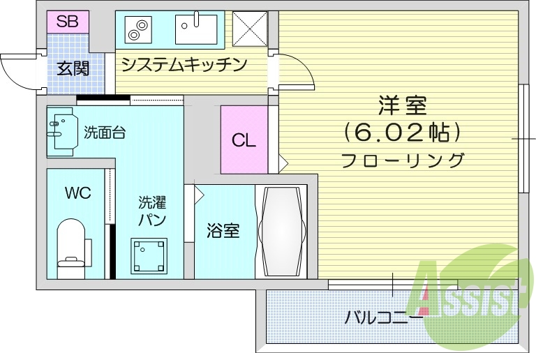 1K、エアコン、浴室乾燥、ネット無料、モニターホン