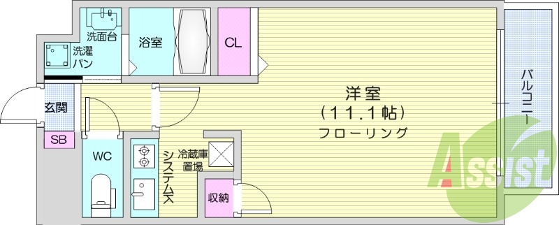 1R、地下鉄南北線「北四番丁」駅徒歩圏内