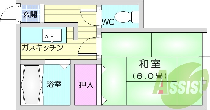 １k、女性限定、和室、トイレ、エアコン、キッチン