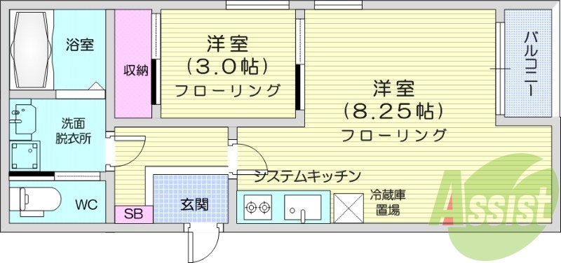 1LDK、追い焚き、温水洗浄便座、モニター付きインターホン。