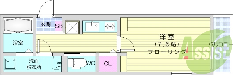 1K、エアコン、追い炊き、システムキッチン