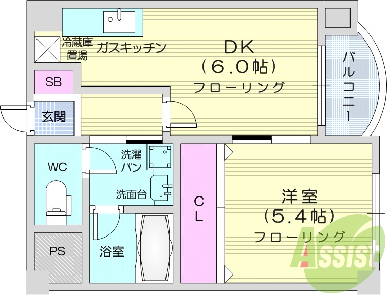 1DK、インターネット使用料無料、バストイレ別、収納スペース