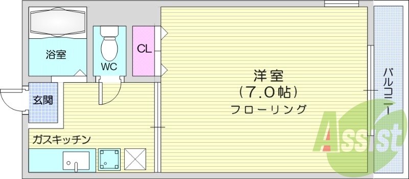 １K、モニター付きインターフォン、ウォッシュレット