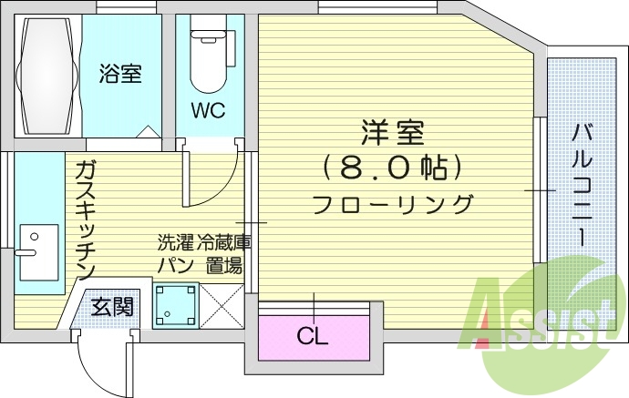 １K、モニター付きインターフォン、ウォッシュレット