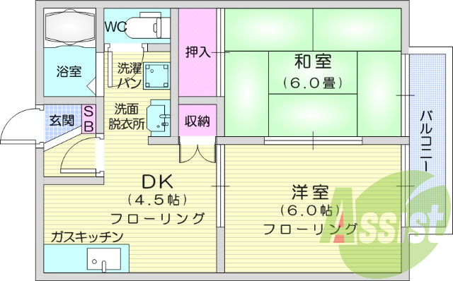 2K、エアコン、モニター付きインターホン