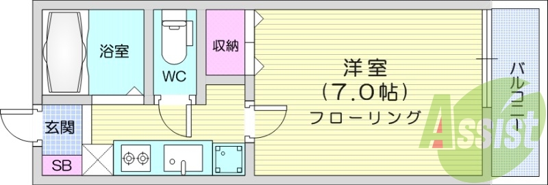 1K、温水洗浄便座、インターネット使用料無料です。