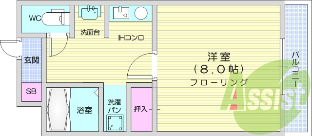 1R、学生限定、家具家電付き、独立キッチン