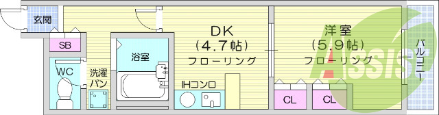 1ＤＫ、ＩＨつき、収納充実、バストイレ別