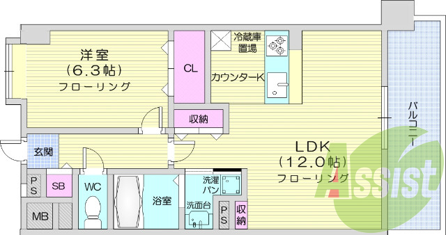 1LDK エアコン、浴室乾燥機、光ファイバー