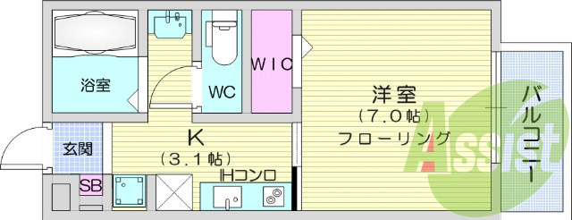 1Ｋ、エアコン、ＴＶインターホン、カードキー