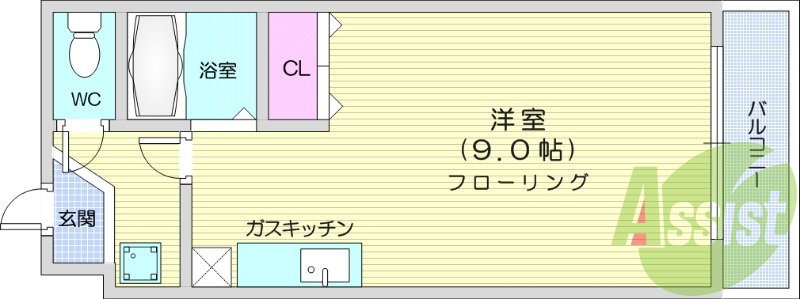 １K、ロフト、バルコニー、クローゼット、エアコン