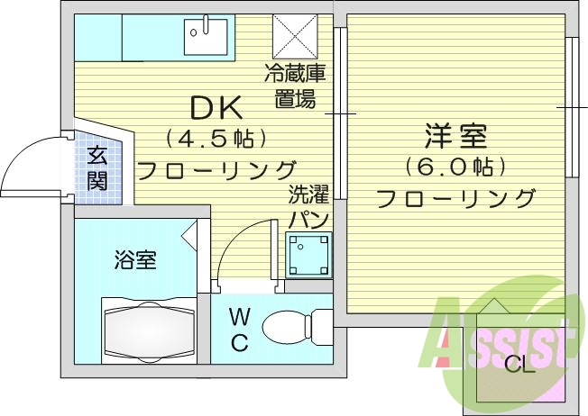 １DK、エアコン、室内洗濯機置場、トイレ浴室別
