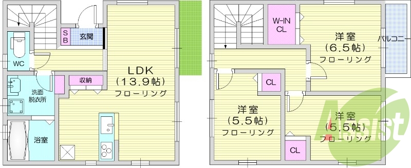 駐車場無料、3LDK、システムキッチン、