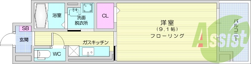 1K、浴室乾燥機、追い焚き機能、モニターホン、BS