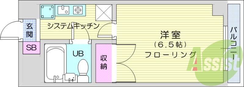 1K、オール電化、オートロック、システムキッチン