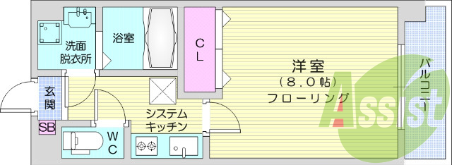1K、フローリング、バルコニー、エアコン