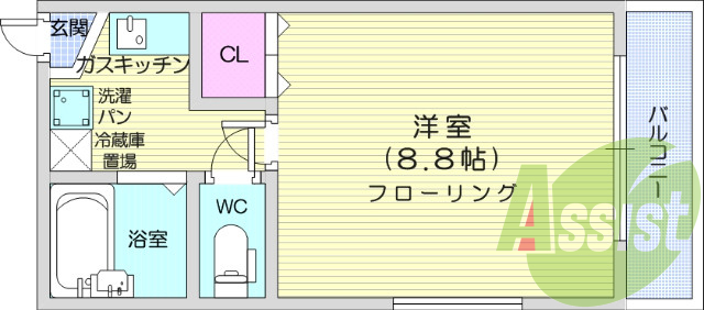 １K、オール電化、モニター付きインターホン、エアコン
