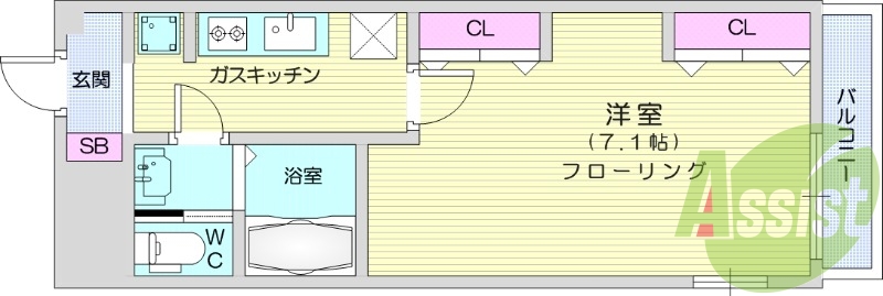 1K、システムキッチン、オートロック、追い炊き機能