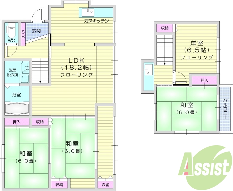 4LDK、ペット可、都市ガス、社宅可、追い焚き、駐車場付き