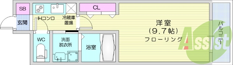 1K、独立洗面化粧台、浴室乾燥機、追い炊き機能付