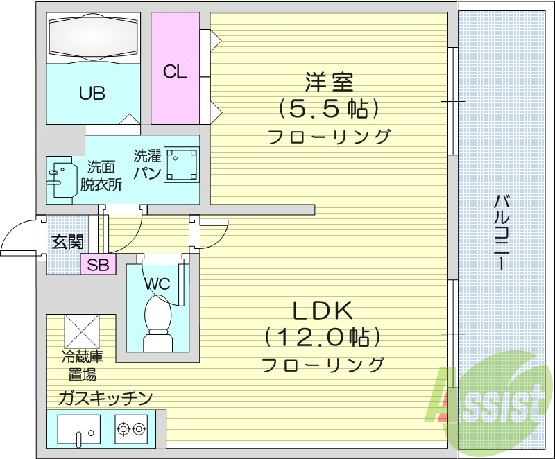 1LDK、モニター付インターホン、追い焚き機能、浴室乾燥機。